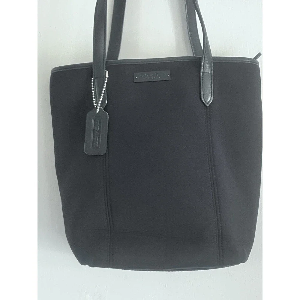 Coach Black Tote Shoulder Bag with Logo Tag